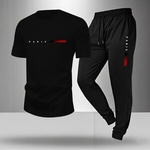 Aris Black and Red Men's Joggers